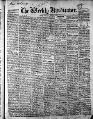 cover page of Weekly Vindicator published on December 30, 1848