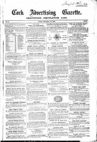 cover page of Cork Advertising Gazette published on November 30, 1855