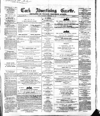 cover page of Cork Advertising Gazette published on November 10, 1858