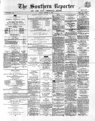 cover page of Southern Reporter and Cork Commercial Courier published on February 28, 1870