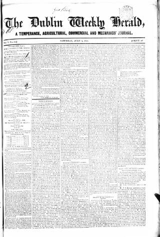 cover page of Dublin Weekly Herald published on July 6, 1839