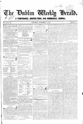 cover page of Dublin Weekly Herald published on November 30, 1839
