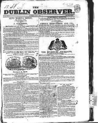 cover page of Dublin Observer published on July 6, 1833