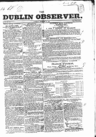 cover page of Dublin Observer published on November 30, 1833