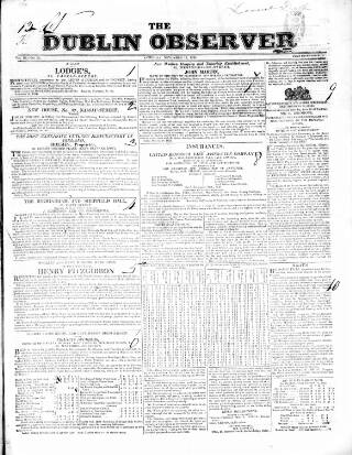 cover page of Dublin Observer published on November 15, 1834