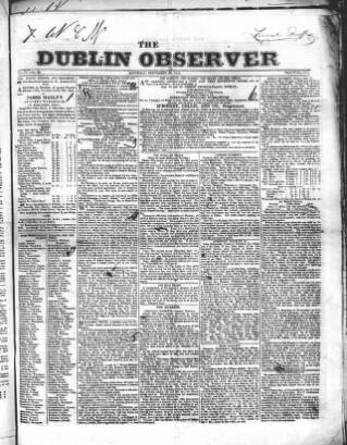 cover page of Dublin Observer published on September 26, 1835