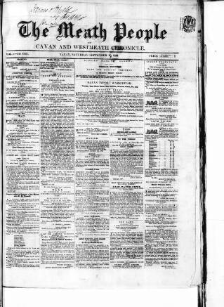 cover page of Meath People published on September 18, 1858