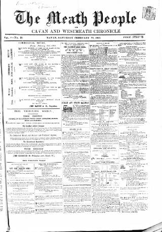 cover page of Meath People published on February 22, 1862