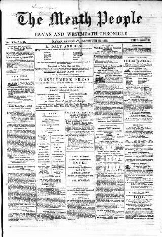cover page of Meath People published on December 13, 1862