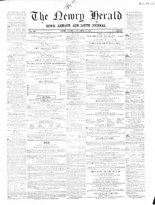 cover page of Newry Herald published on November 30, 1858