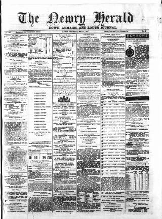 cover page of Newry Herald and Down, Armagh, and Louth Journal published on July 6, 1861