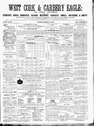 cover page of Skibbereen & West Carbery Eagle; or, South Western Advertiser published on September 18, 1869