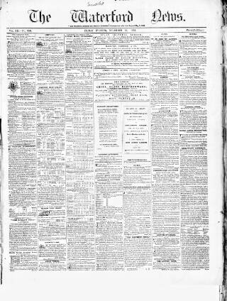 cover page of Waterford News published on November 15, 1861