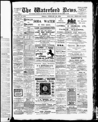 cover page of Waterford News published on February 28, 1902