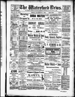 cover page of Waterford News published on November 30, 1906