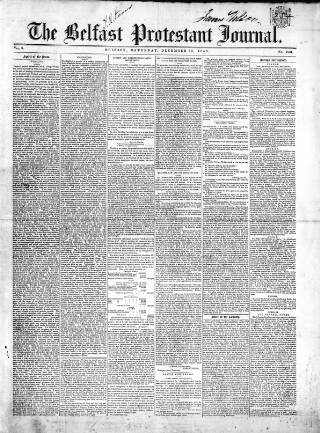 cover page of Belfast Protestant Journal published on December 30, 1848