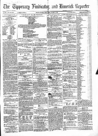 cover page of Tipperary Vindicator published on November 15, 1859