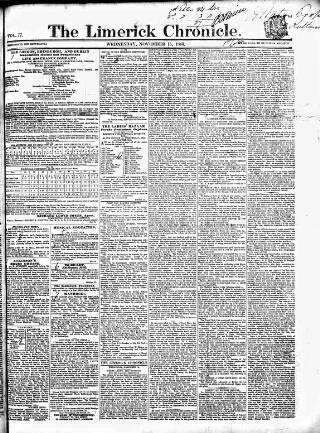 cover page of Limerick Chronicle published on November 15, 1843