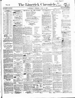cover page of Limerick Chronicle published on July 6, 1867
