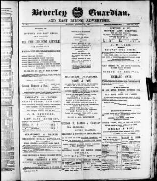 cover page of Beverley Guardian published on November 30, 1889