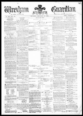 cover page of Wrexham Guardian and Denbighshire and Flintshire Advertiser published on December 30, 1876