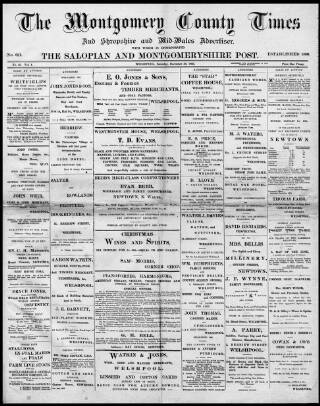 cover page of Montgomery County Times and Shropshire and Mid-Wales Advertiser published on December 30, 1893