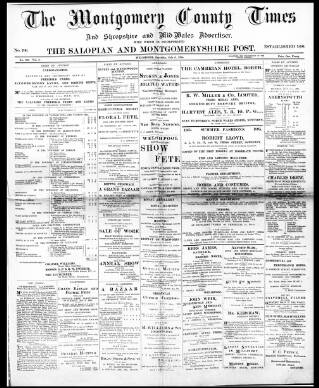 cover page of Montgomery County Times and Shropshire and Mid-Wales Advertiser published on July 6, 1895
