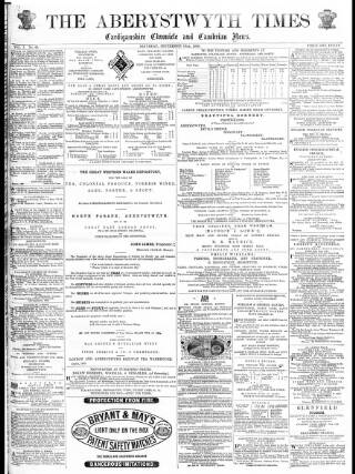 cover page of Aberystwyth Times published on September 18, 1869