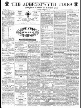 cover page of Aberystwyth Times published on November 27, 1869