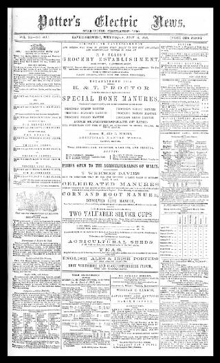 cover page of Potter's Electric News published on July 15, 1868