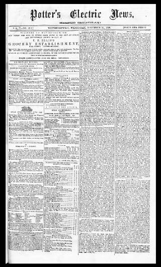 cover page of Potter's Electric News published on December 30, 1868