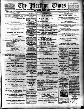 cover page of Merthyr Times, and Dowlais Times, and Aberdare Echo published on November 15, 1894