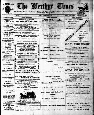 cover page of Merthyr Times, and Dowlais Times, and Aberdare Echo published on September 1, 1899