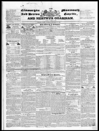 cover page of Cardiff and Merthyr Guardian published on November 15, 1834