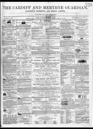 cover page of Cardiff and Merthyr Guardian published on September 18, 1858