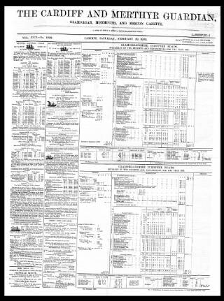 cover page of Cardiff and Merthyr Guardian published on February 28, 1863