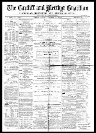 cover page of Cardiff and Merthyr Guardian published on November 30, 1867
