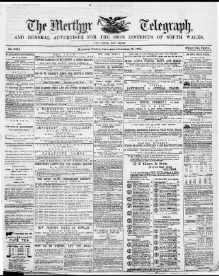 cover page of Merthyr Telegraph, and General Advertiser for the Iron Districts of South Wales published on December 30, 1865