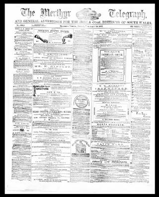 cover page of Merthyr Telegraph, and General Advertiser for the Iron Districts of South Wales published on February 28, 1873