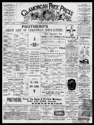 cover page of Glamorgan Free Press published on December 24, 1898
