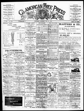 cover page of Glamorgan Free Press published on July 22, 1899