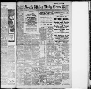 cover page of South Wales Daily News published on September 18, 1914