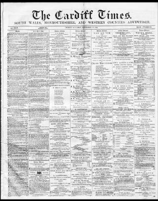 cover page of Cardiff Times published on September 18, 1869