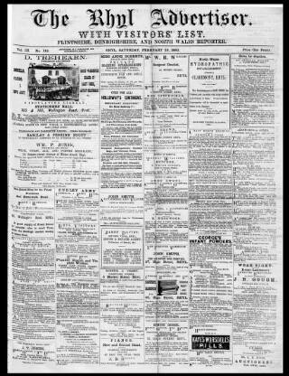 cover page of Rhyl Record and Advertiser published on February 28, 1880