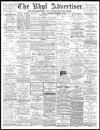 cover page of Rhyl Record and Advertiser published on December 30, 1882