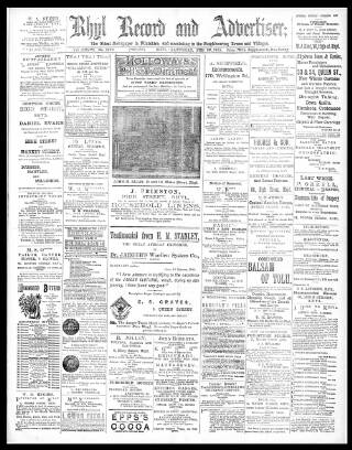 cover page of Rhyl Record and Advertiser published on February 28, 1891