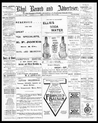 cover page of Rhyl Record and Advertiser published on December 30, 1899