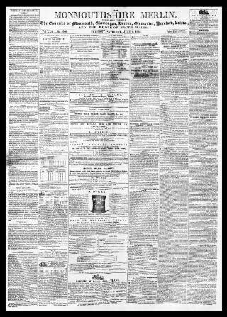 cover page of Monmouthshire Merlin published on July 6, 1850