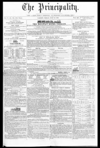 cover page of The Principality published on July 12, 1850