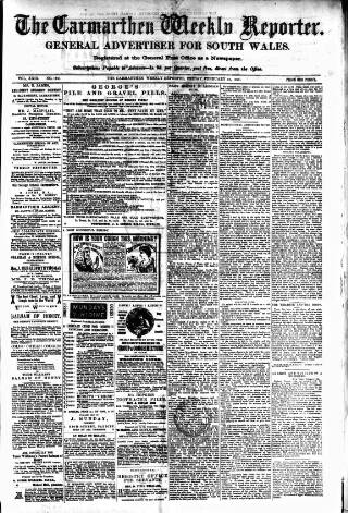 cover page of Carmarthen Weekly Reporter published on February 28, 1890